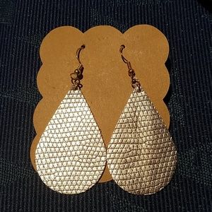 Faux leather gold teardrop earrings